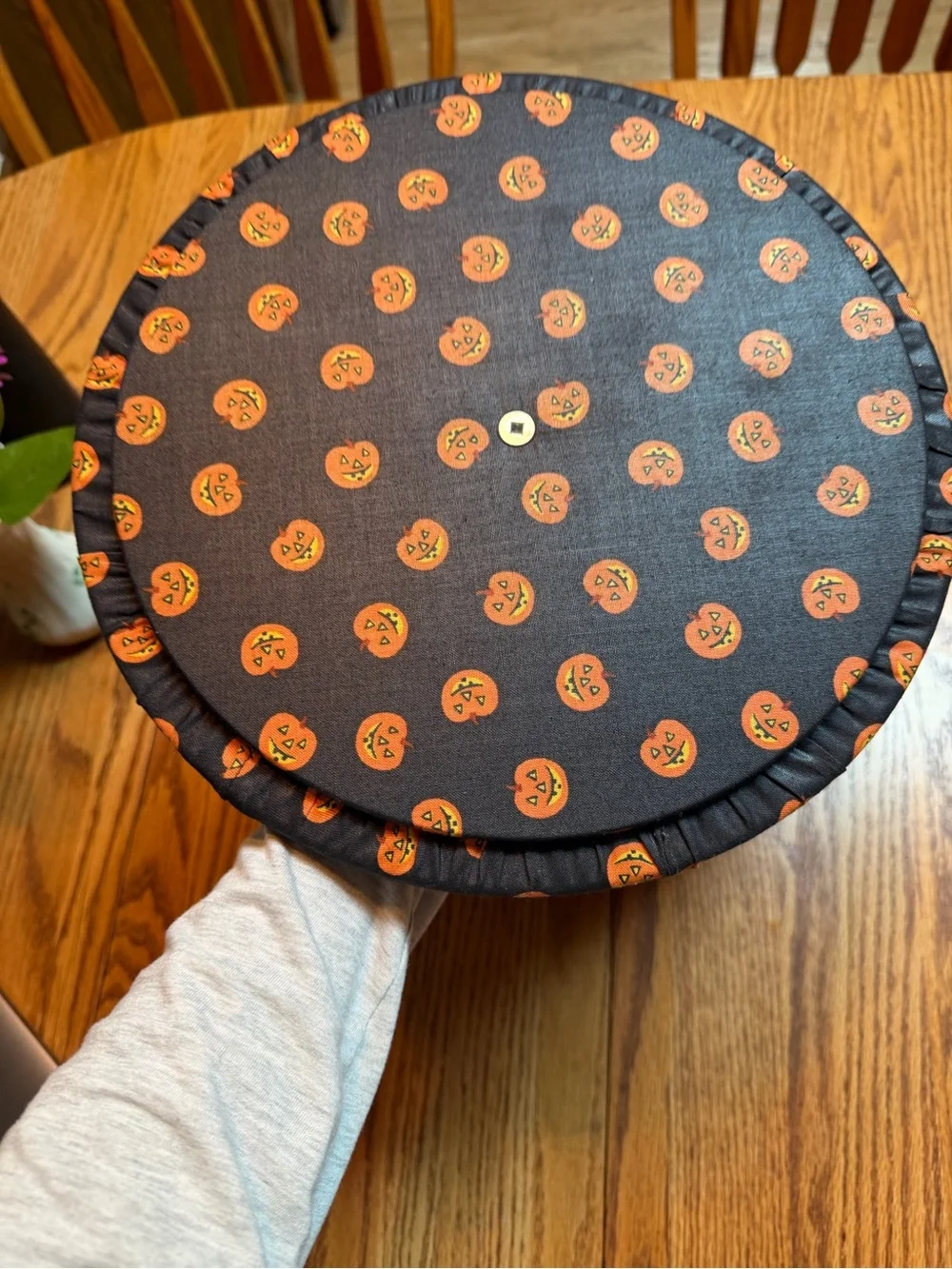 Longaberger 1997 Pumpkin Halloween Basket Jack-O’-Lantern Lid Fabric Top EUC